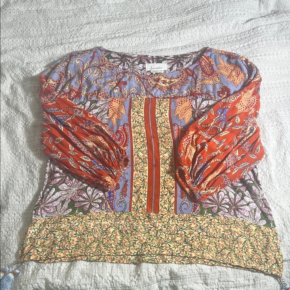 Anthropologie Multicolor Floral Blouse size S - Picture 3 of 10